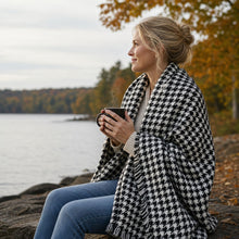 Black Houndstooth Check Blanket Scarf