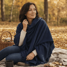 Navy Blended Woollen Blanket Scarf