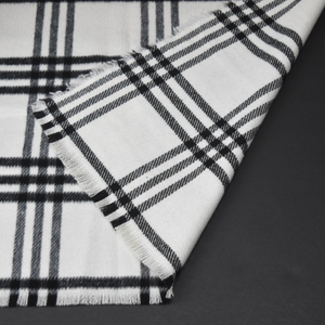 Black Wool Melton Check Blanket Scarf