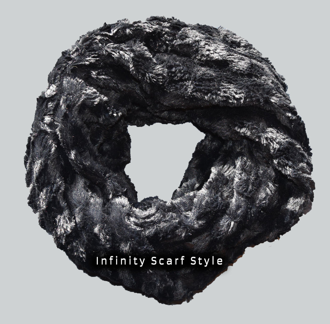 Infinity Scarf - Luxurious Black super soft faux fur