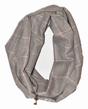 Infinity Scarf - Classic Check Plaid with Pink Stripe