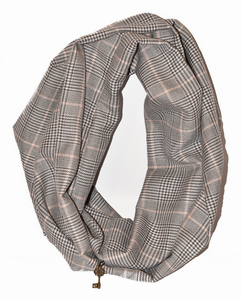 Infinity Scarf - Classic Check Plaid with Pink Stripe