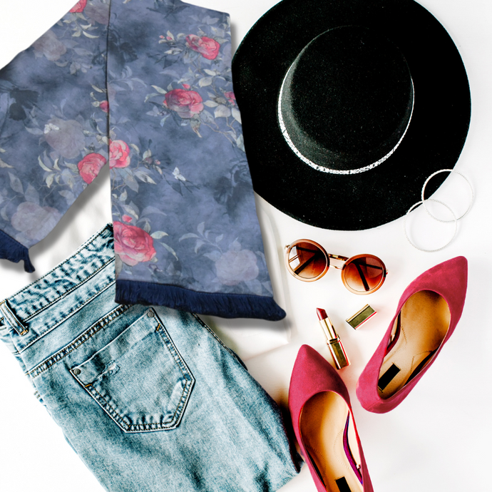 Scarf - Roses & Butterflies