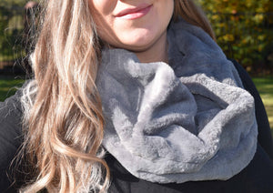 Infinity Scarf - Silver Grey Faux Fur